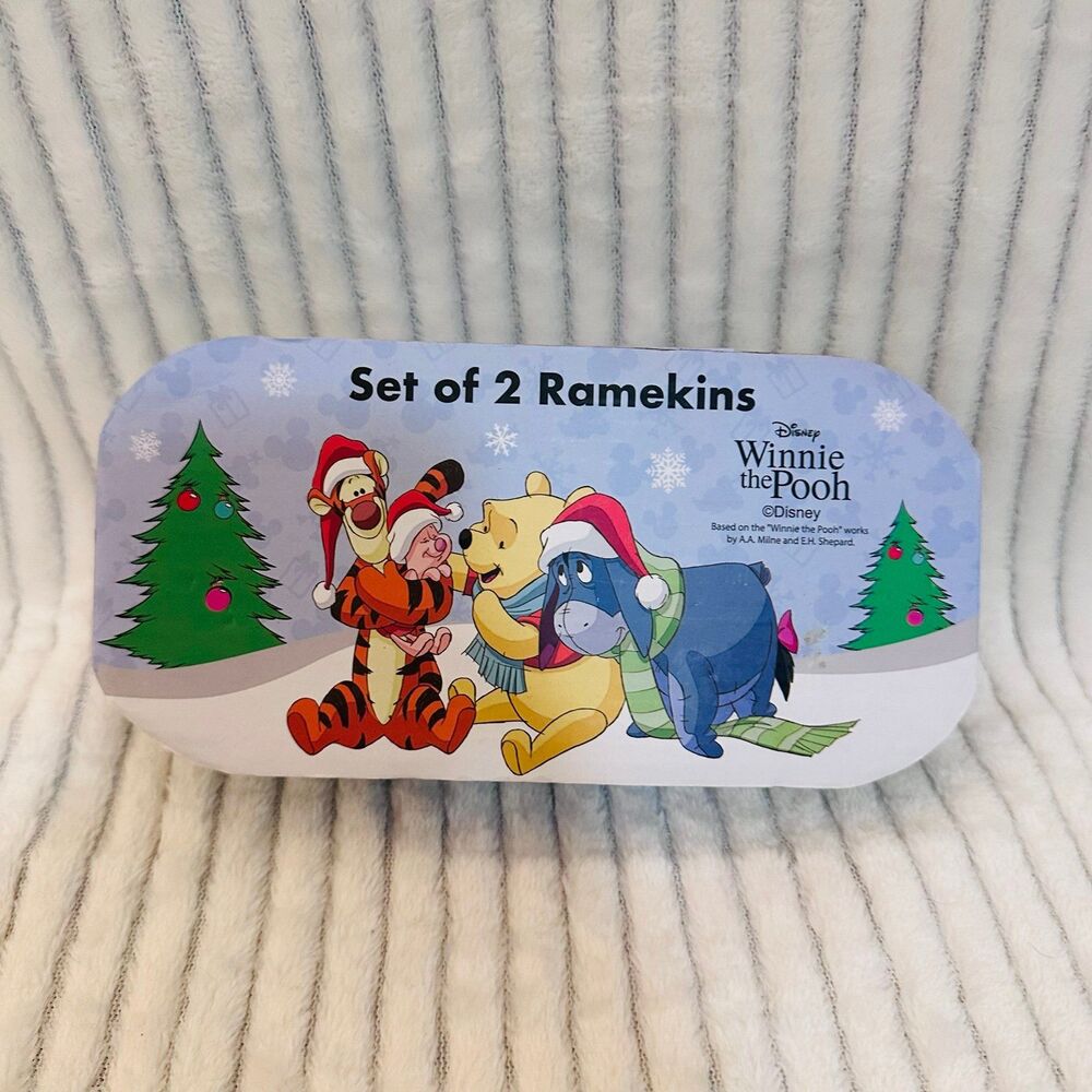 Winnie the Pooh Christmas holiday Ramekins set of two NIB